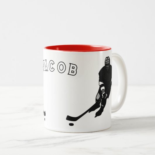Hockey Player Zweifarbige Tasse (VorderseiteRechts)