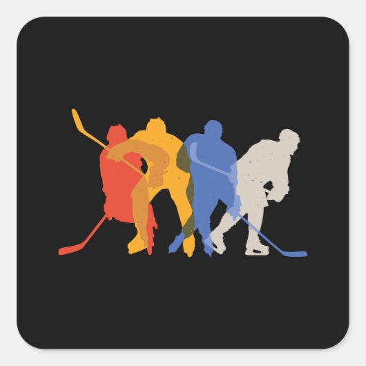 Hockey Players Quadratischer Aufkleber (Vorderseite)