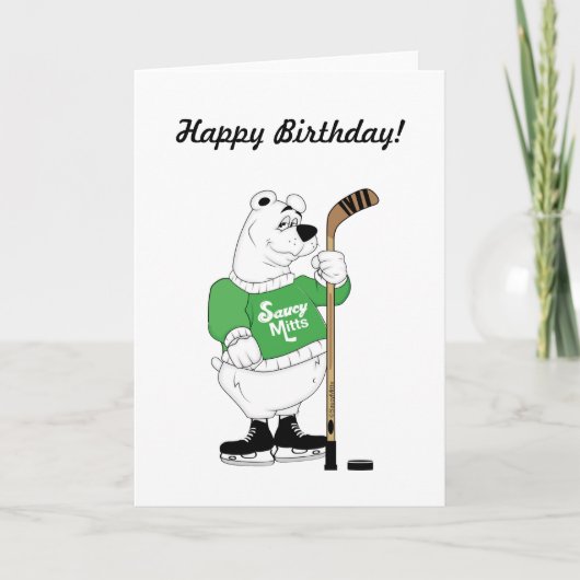 Hockey Polar Bear Geburtstag Karte (Vorderseite)