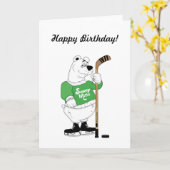 Hockey Polar Bear Geburtstag Karte (Gelbe Blume)
