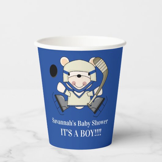 Hockey Polar Bear Sports Boy Party Papieraufschnit Pappbecher (Vorderseite)