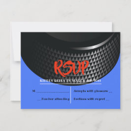 HOCKEY PUCK Bar Bar Mitzvah Reply Card RSVP Karte