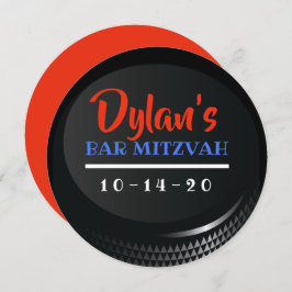 HOCKEY PUCK Bar Bat Mitzvah Geschenksticker Einladung