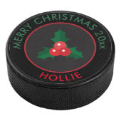 Hockey Puck / Christmas Holly Black (3/4)