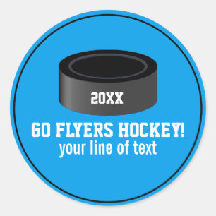 Hockey Puck Custom Team Name, Jahr, Text Runder Aufkleber