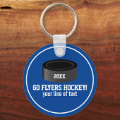 Hockey Puck Custom Team Name, Year, Your Text Schlüsselanhänger (Vorderseite)