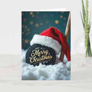 Hockey Puck Frohe Weihnachtskarte Karte