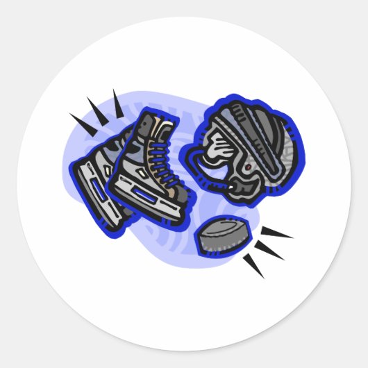 Hockey Puck Helmet & Skate Runder Aufkleber (Vorderseite)