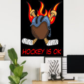 Hockey Puck in Flammen mit einem Zitat, lustiger S Poster (Heimbüro)