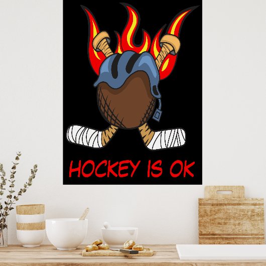 Hockey Puck in Flammen mit einem Zitat, lustiger S Poster (Küche)