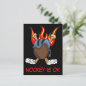 Hockey Puck in Flammen mit einem Zitat, lustiger S Postkarte (Stehend Vorderseite)