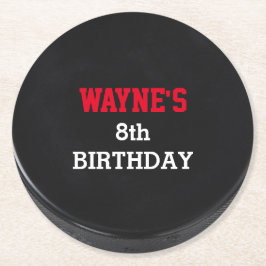 Hockey Puck Look Party Runder Pappuntersetzer