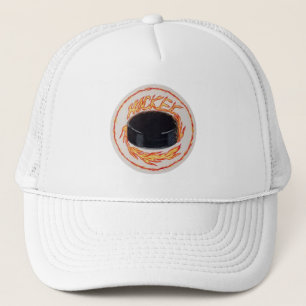 Hockey Puck mit flame Wording Truckerkappe