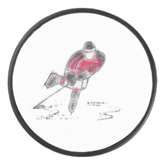 Hockey Puck mit Original Sketch des Hockeyspielers