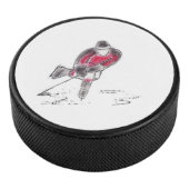 Hockey Puck mit Original Sketch des Hockeyspielers (3/4)