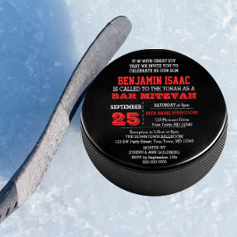 Hockey Puck Round Bar Mitzvah Einladung