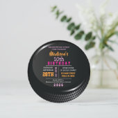 HOCKEY PUCK ROUND Girls Geburtstagsparty Einladung (Stehend Vorderseite)