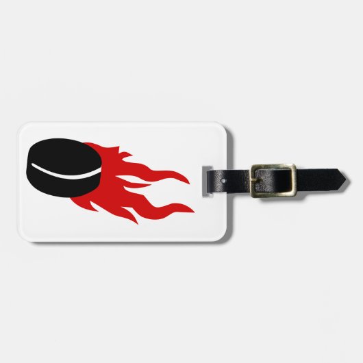 Hockey-Puckfeuer Gepäckanhänger (Vorderseite horizontal)