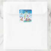 Hockey Quadratischer Aufkleber (Tasche)