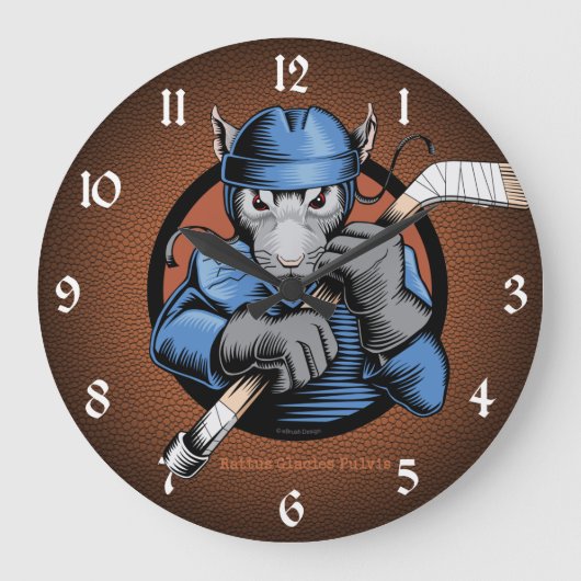 Hockey Rat Large Clock Große Wanduhr (Vorderseite)