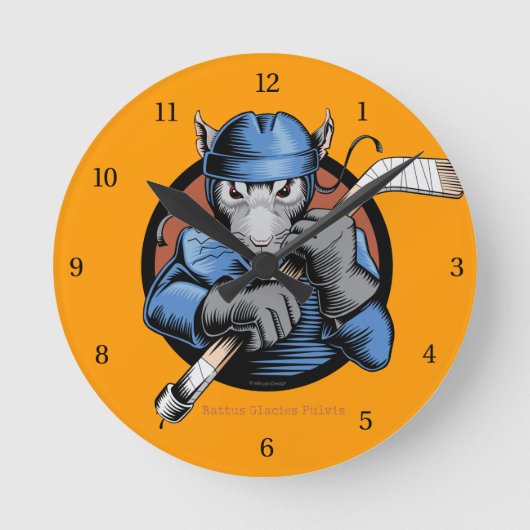 Hockey Rat Runde Wanduhr (Vorderseite)