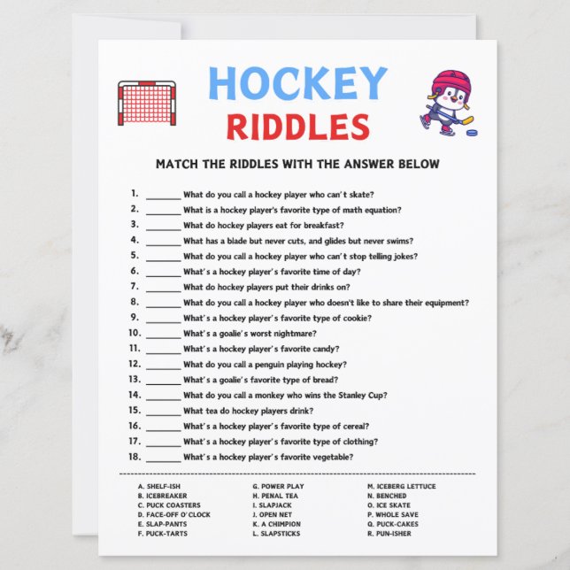 Hockey Riddles Game (Vorderseite)