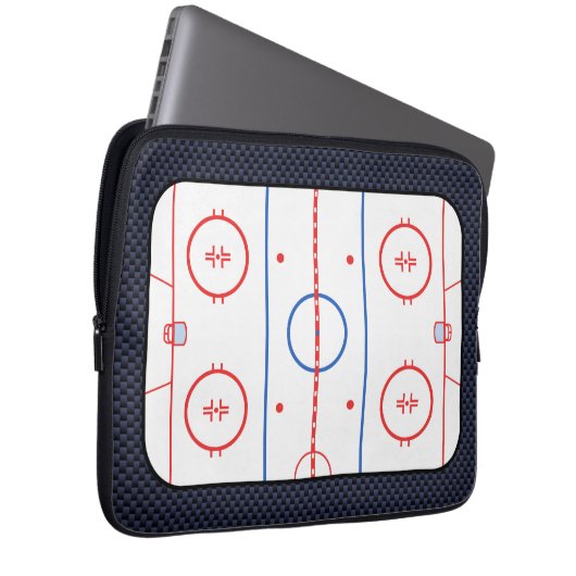 Hockey-Rink-Diagramm auf Blue Carbon Fibre-Stil Laptopschutzhülle (Vorne Rechts)