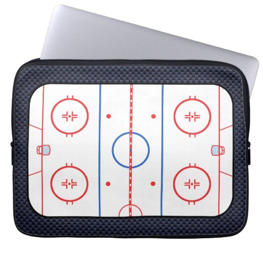 Hockey-Rink-Diagramm auf Blue Carbon Fibre-Stil Laptopschutzhülle (Vorderseite)