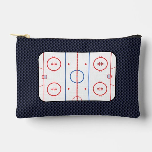 Hockey-Rink-Diagramm auf Blue Carbon Fibre-Stil Zubehörtasche (Vorderseite)