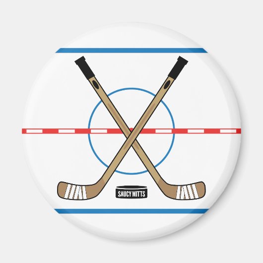 Hockey Rink Diagramm Center Eishockeyschläger Magnet (Vorne)