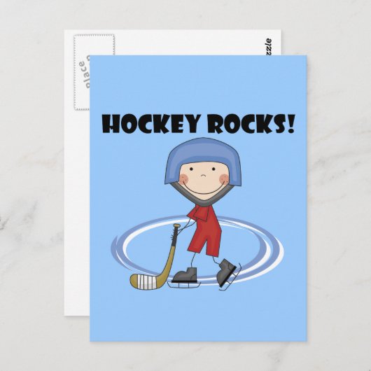 Hockey Rocks T - Shirt und Geschenke Postkarte (Vorne/Hinten)