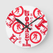 Hockey Runde Wanduhr (Vorderseite)
