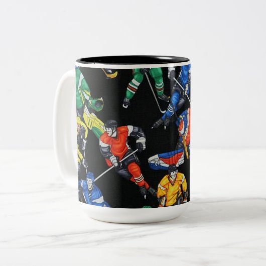 Hockey-Saison-Eis-Hockey Zweifarbige Tasse (Vorderseite Links)
