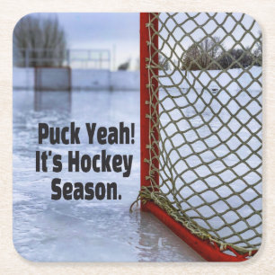 Hockey Saison Ice Cold Funny Spaß Puck Rechteckiger Pappuntersetzer