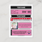 Hockey-Sammelkarte | Rosa Telefonnummerkarte (Rückseite)