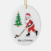 Hockey Santa Christmas Round Keramikornament (Rechts)