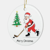 Hockey Santa Christmas Round Keramikornament (Links)