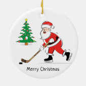 Hockey Santa Christmas Round Keramikornament (Hinten)