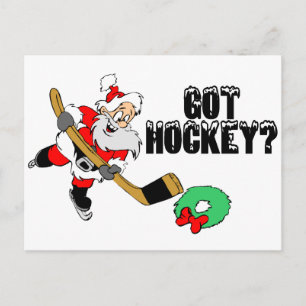 Hockey Santa Feiertagspostkarte