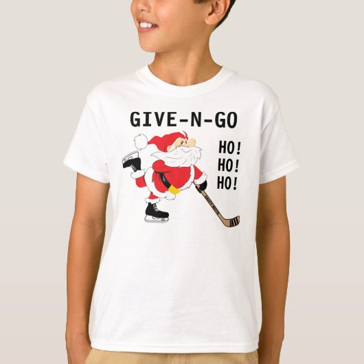 Hockey Santa Skaten Christmas Give N N Go T-Shirt (Vorderseite)