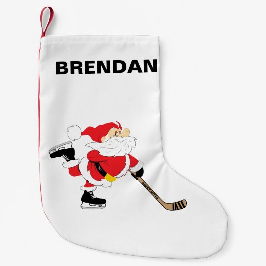 Hockey Santa Skaten personalize Kleiner Weihnachtsstrumpf (Vorderseite)