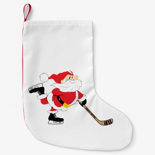 Hockey Santa Skaten Strumpf Kleiner Weihnachtsstrumpf (Vorderseite)