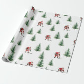 Hockey Santa und Pine Trees Weihnachtswrapping Geschenkpapier (Ungerollt)
