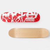 Hockey; Scarlet Red Strips Skateboard (Horizontal)