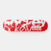 Hockey; Scarlet Red Strips Skateboard (Horizontal)