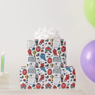 Hockey Schiedsrichter Spieler Eislaufbahn Muster Geschenkpapier