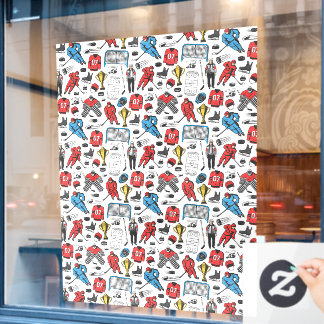 Hockey Schiedsrichter Spieler Eislaufbahn Sportges Fensteraufkleber