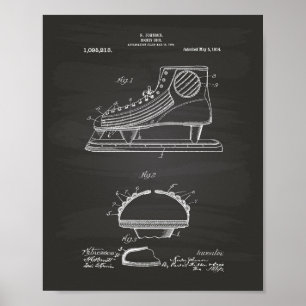 Hockey Schuh 1914 Patent Kunst Tafelbild Poster