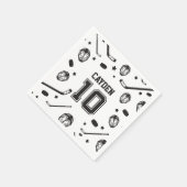 Hockey schwarz und weiß 10. Geburtstag Serviette (Ecke)