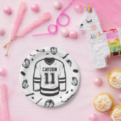 Hockey schwarz und weiß 11. Geburtstag Pappteller (Party)